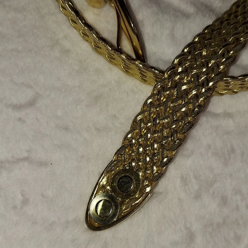Gold Vegan Faux leather weaved rope belt